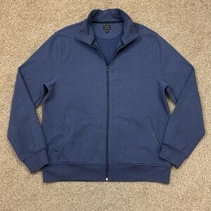 J Crew Jacket Mens XL Blue Full Zip Pockets Lightweight Casual Preppy Sweater